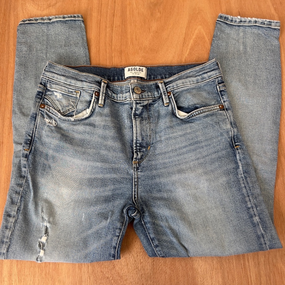 AGOLDE distressed cropped light wash jeans women's size 29